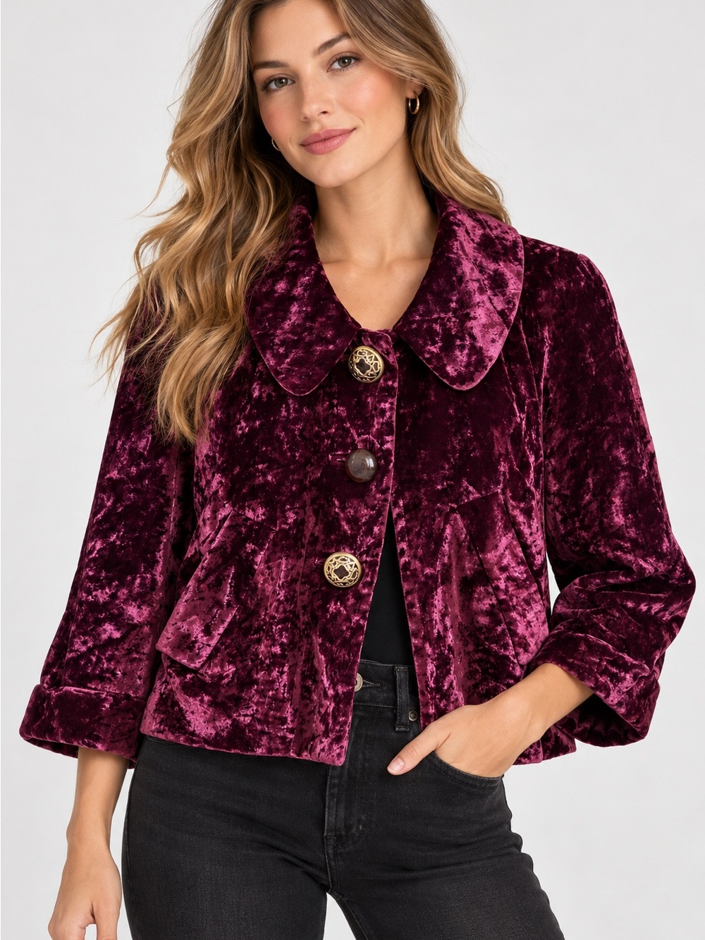 Walter Baker Walter Girl Velvet Jacket Size 2 Burgundy Purple Y2K Blazer